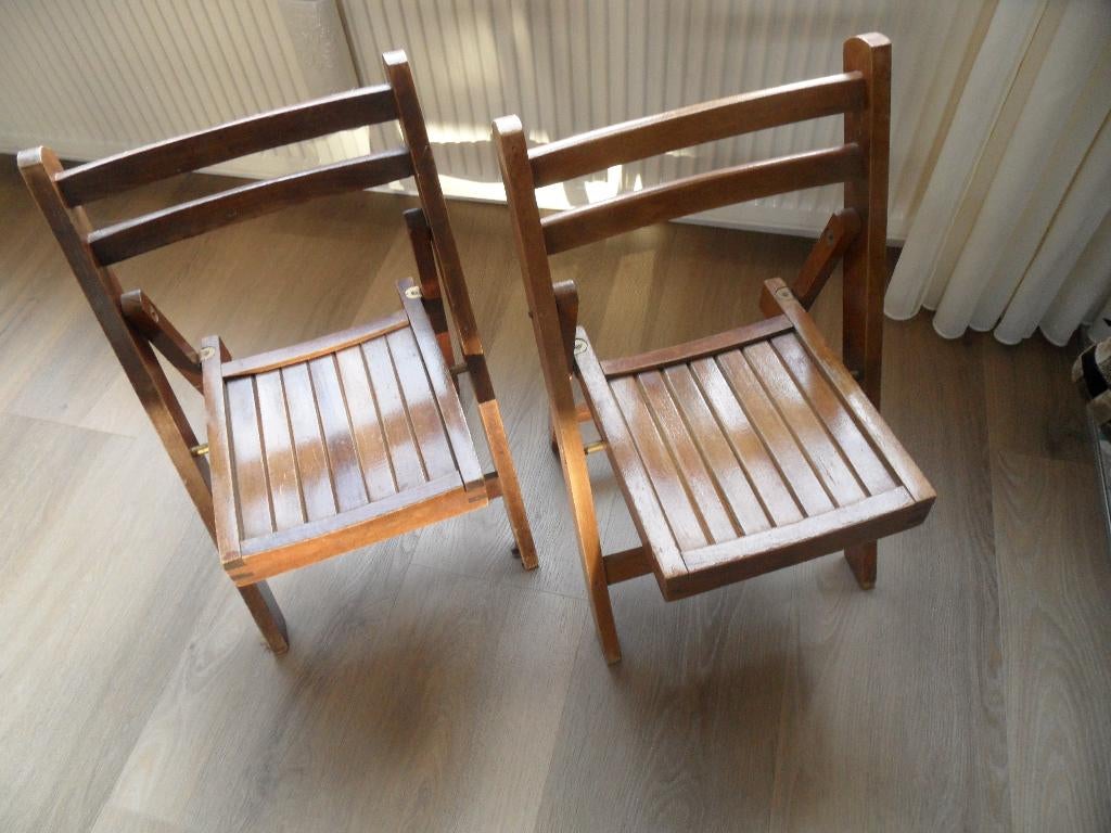 2x Vintage torck kinder klapstoelen beukenhout, Ophalen, Gebruikt, Twee, Bruin