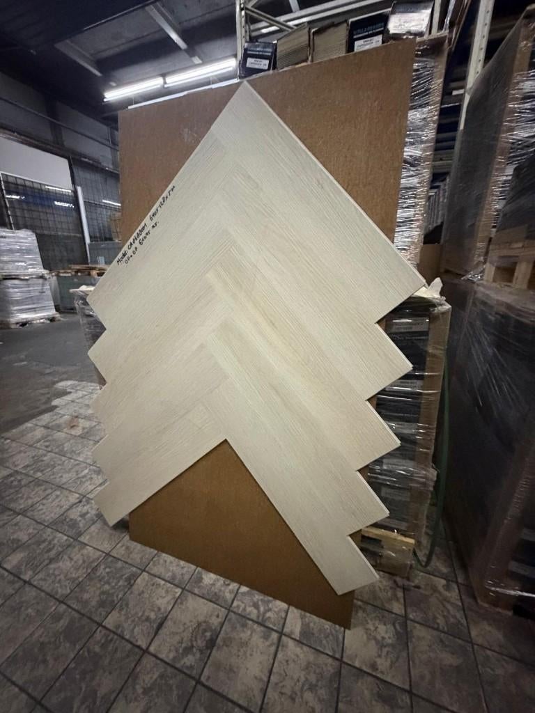 PVC CLICK VISGRAAT MET ONDERVLOER NOOIT ZO GOEDKOOP GEWEEST, Crème, 75 m² of meer, Nieuw, Ophalen of Verzenden