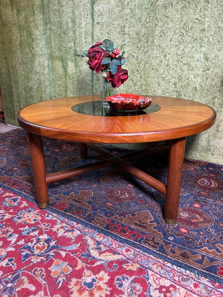 Gratis bezorging! Mid century retro vintage teak salontafel, Huis en Inrichting, Tafels | Salontafels, Gebruikt, Minder dan 50 cm