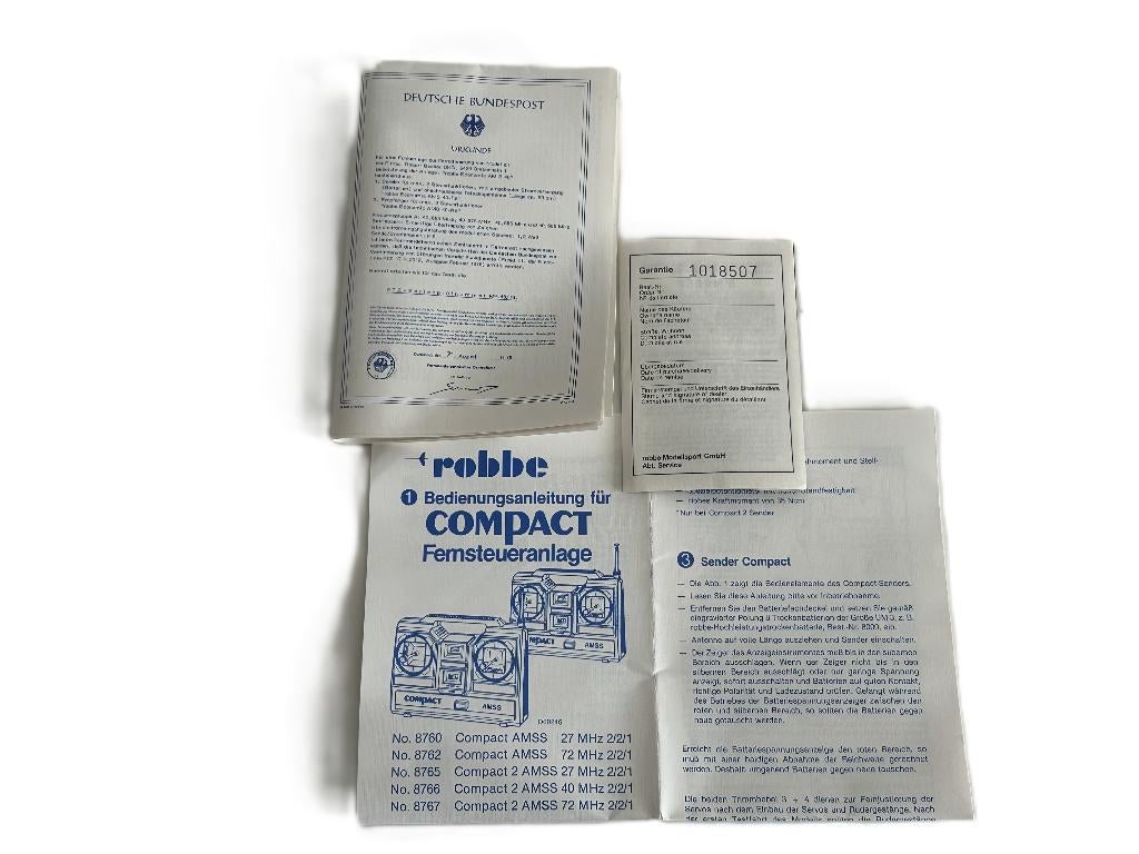 Vintage handleidingen/ documentatie Robbe Compact rc, Ophalen of Verzenden, Gebruikt, Overige schalen, Onderdeel