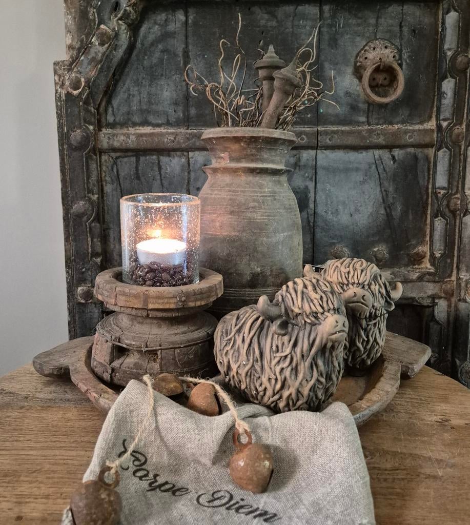 Brynxz, landelijke schaal, houten pot, nepalpot, kandelaar, Landelijk by Suus, Schaal, Rond, Nieuw