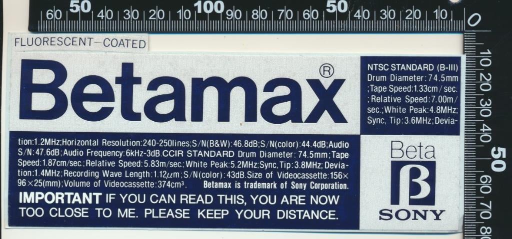 Sticker: Sony - Betamax, Verzenden, Zo goed als nieuw, Bedrijf of Vereniging