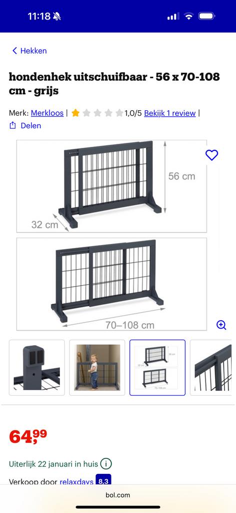 Verstelbaar afzethek, Dieren en Toebehoren, Ophalen, Zo goed als nieuw, Minder dan 75 cm, Minder dan 65 cm
