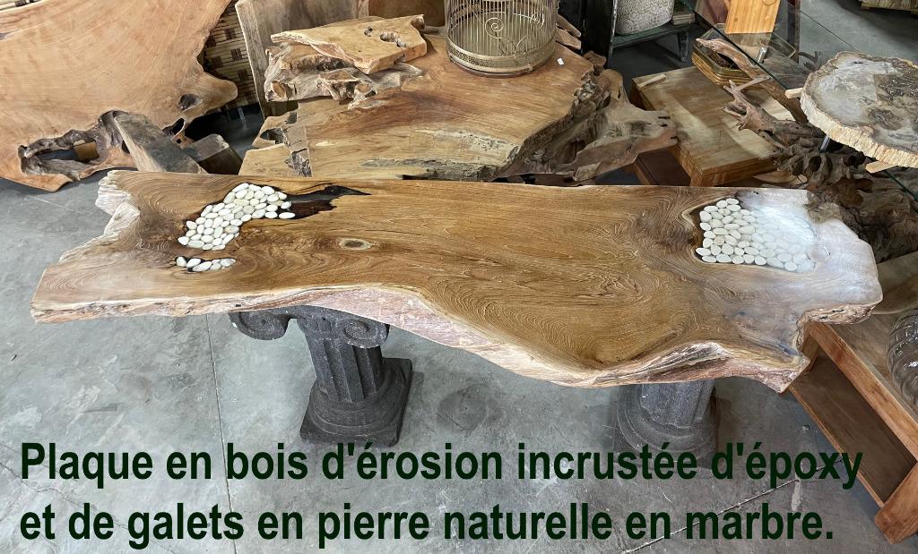 Oud erosie wortelhout ingelegd met epoxy en pebbles natuurst, Ophalen, JPpol Trading, Oordeelsestraat 58 5111PL Baarle Nassau