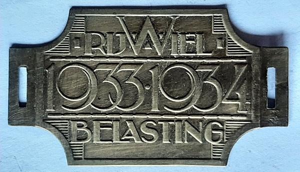 Fietsplaatje Rijwielbelasting 1933-1934, Verzenden, Overige materialen, Nederland