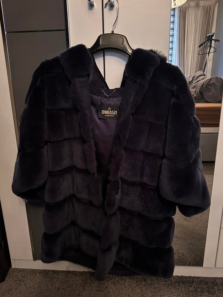 Churchilla bontjas mt M, Kleding | Dames, Jassen | Winter, Ophalen of Verzenden, Zo goed als nieuw, Maat 38/40 (M), Blauw