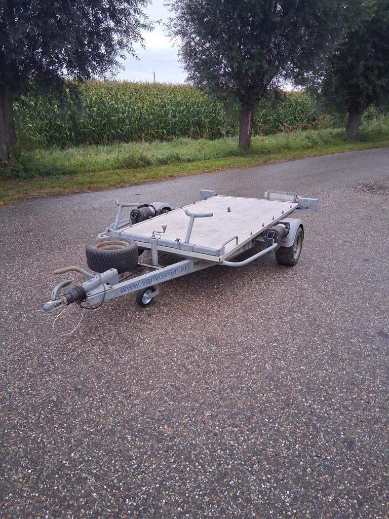 Motoraanhanger voor 2 motoren te huur, Auto diversen, Aanhangers en Bagagewagens, Ophalen, Gebruikt