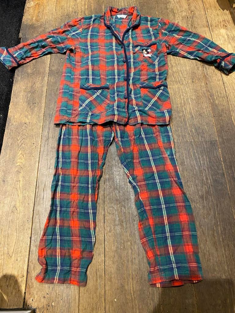 Disney Flanel Pyjama Rood Groen Ruiten, Ophalen of Verzenden