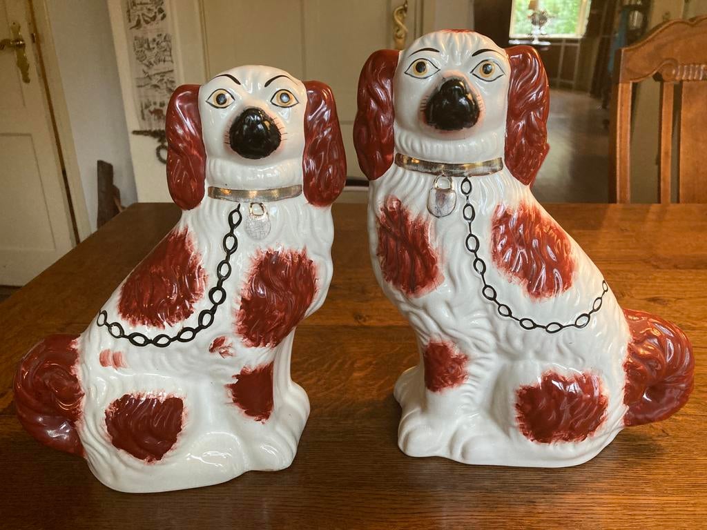Stel Antieke grote Staffordshire honden, Ophalen of Verzenden, Zo goed als nieuw, Dier