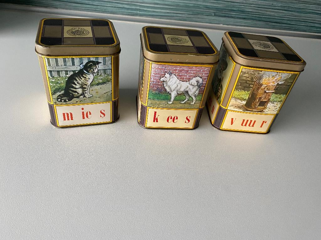 3 vintage blikken aap-noot-mies senator riche, Ophalen of Verzenden, Gebruikt, Overige, Overige merken