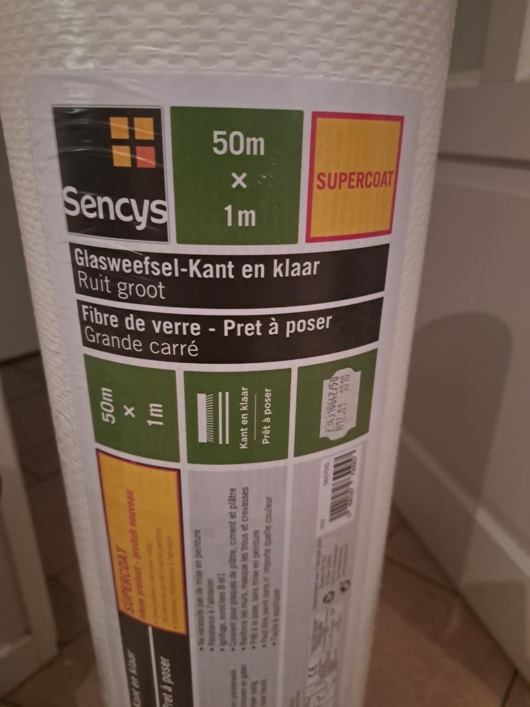 Nieuwe rol glasvezel behang 50 meter, Ophalen, Minder dan 10 m², Wit