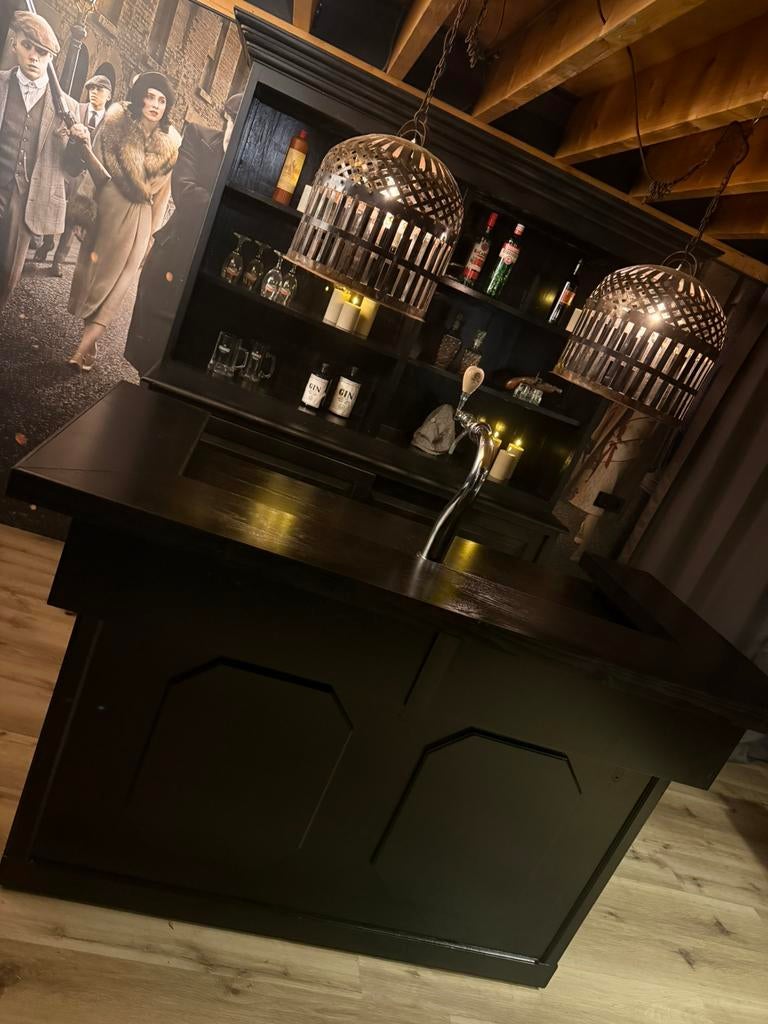 Mobiele zwarte bar set toog man cave cafe kroeg overkapping, Ophalen of Verzenden, Zo goed als nieuw
