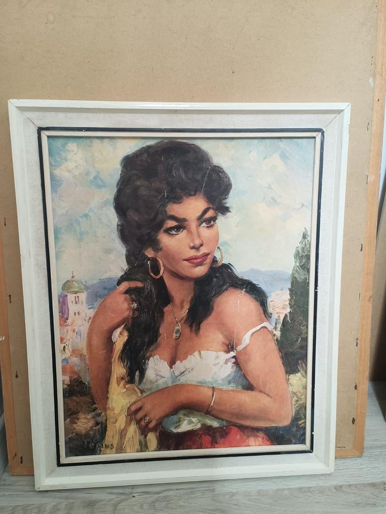 Zigeunerin schilderij zigeuner meisje gypsy vintage, Ophalen of Verzenden