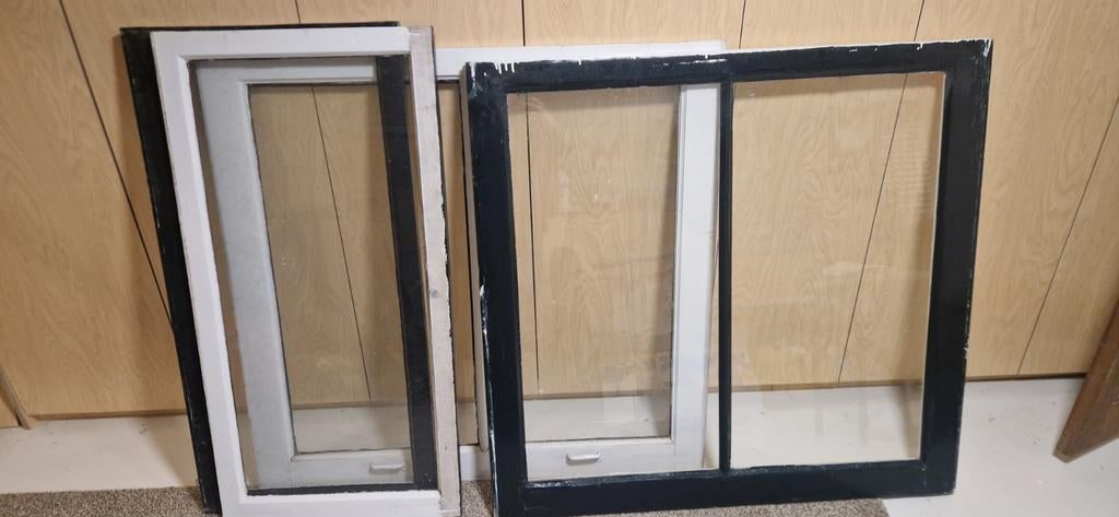 2 Schuiframen met bovenlicht - Klassieke stijl, Ophalen, Gevelraam of Ruit, Gebruikt, 80 tot 120 cm