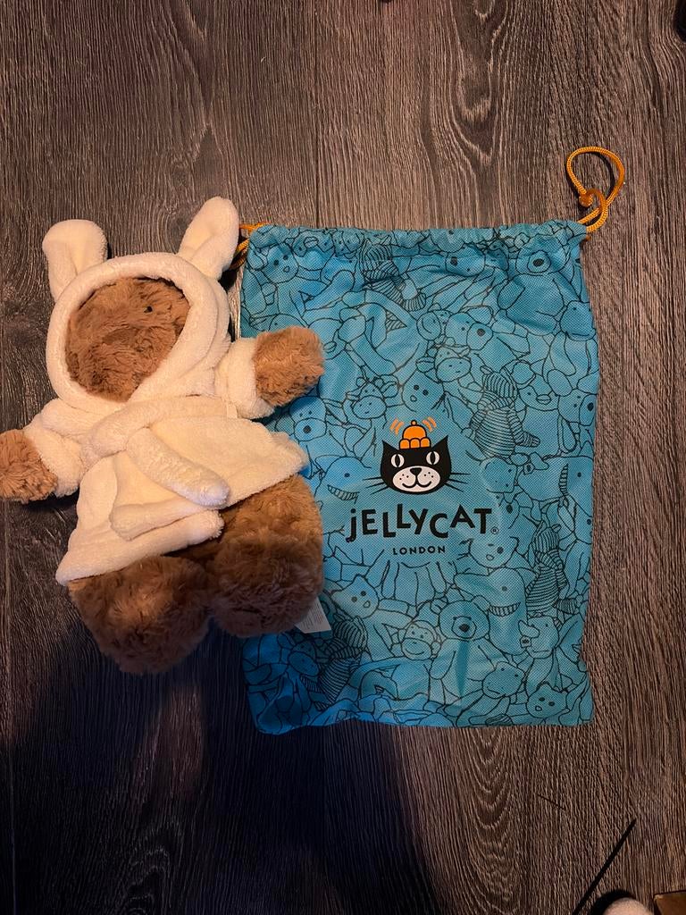 Nieuwe Jellycat beer in badjas met zakje, Ophalen of Verzenden, Nieuw, Beer