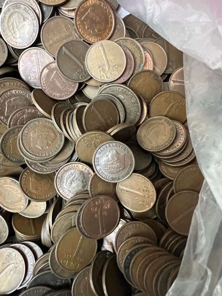 Zak vol Nederlandse centen, Postzegels en Munten, Munten | Nederland, Ophalen, Koningin Juliana, Overige waardes, Losse munt
