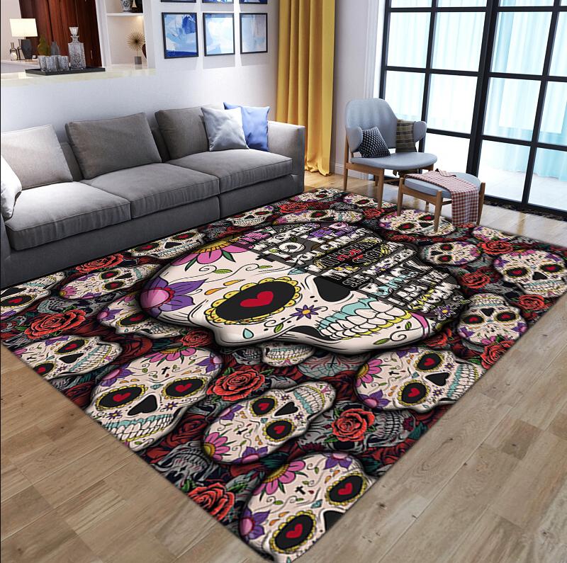 Sugar Skull Vloerkleed / Kleed Tapijt Doodskop Skull Mat, Verzenden, Nieuw, 50 tot 100 cm, 150 tot 200 cm