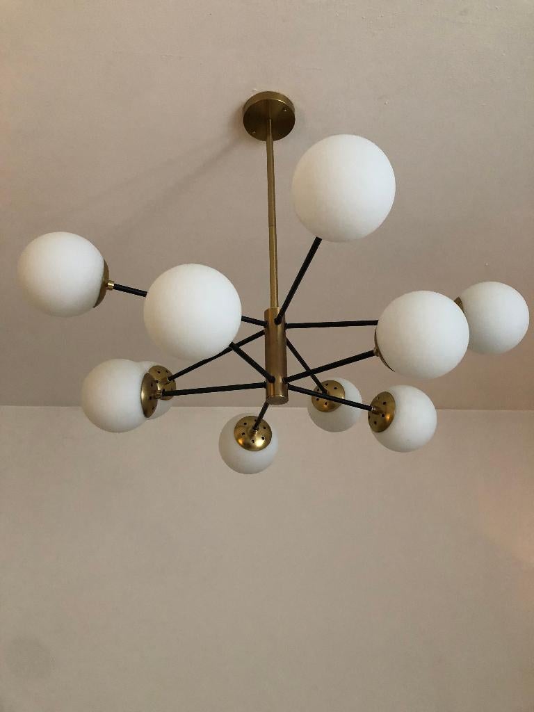 hanglamp met glazen bollen, Huis en Inrichting, Lampen | Hanglampen, Ophalen, Zo goed als nieuw, Glas, Minder dan 50 cm