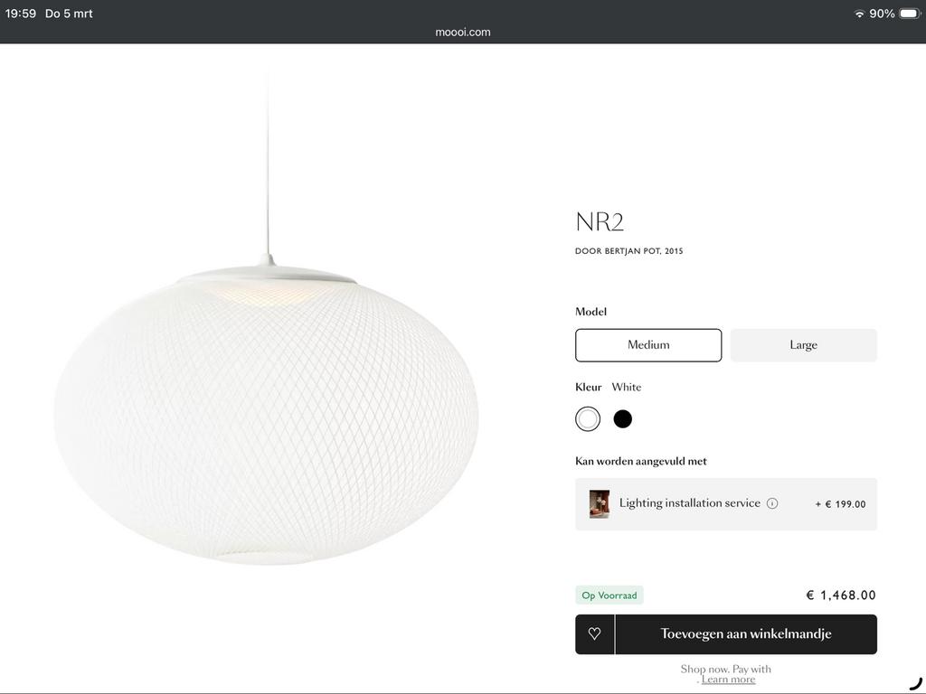 Moooi NR2 hanglamp medium - Bertjan Pot design, Ophalen, Zo goed als nieuw, Kunststof, 50 tot 75 cm