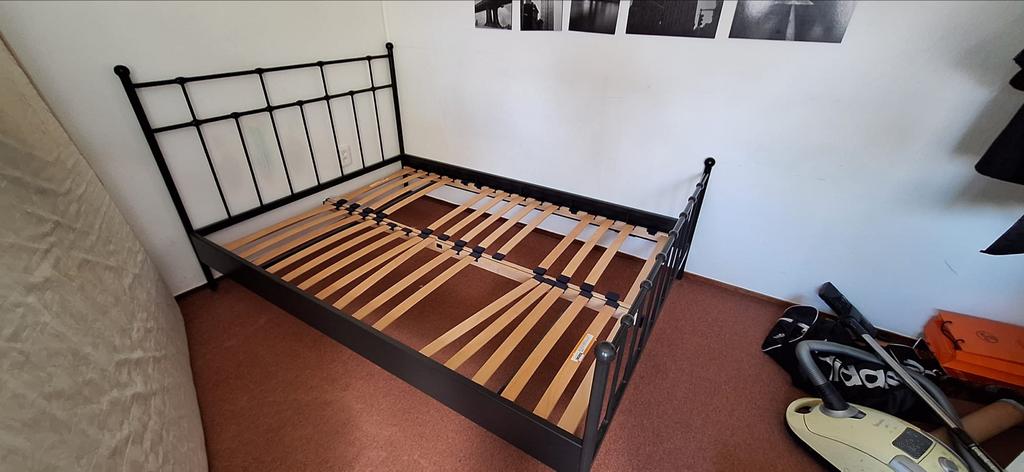 Zwart metalen bedframe van Beter Bed, Ophalen, Gebruikt, Zwart, Tweepersoons