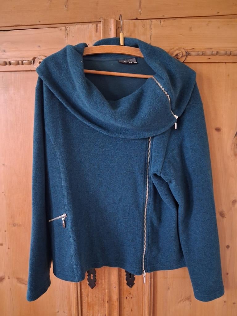 Finesse Asymmetrische Rits Jasje - Petrol Blauw, Kleding | Dames, Maat 38/40 (M), Blauw, Ophalen of Verzenden, Zo goed als nieuw