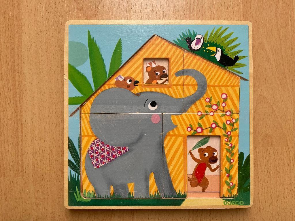 Houten Djeco lagenpuzzel, Ophalen of Verzenden, Gebruikt