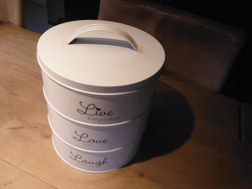 Live, love, laugh drie blikken in 1, Verzenden, Zo goed als nieuw, Overige