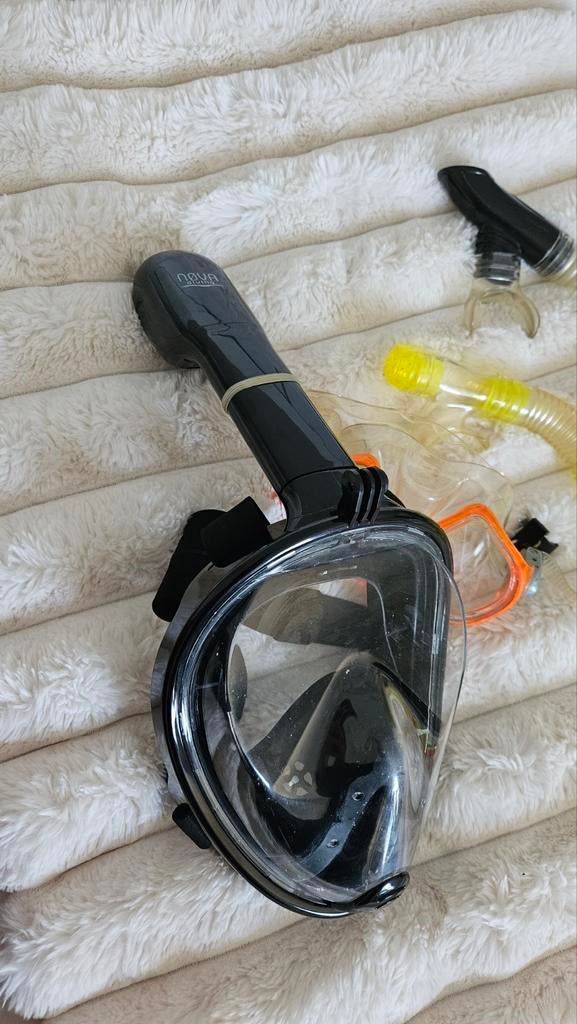 Snorkelset: Volgelaatsmasker L/XL en traditionele snorkel, Watersport en Boten, Snorkelen, Ophalen of Verzenden, Snorkelset