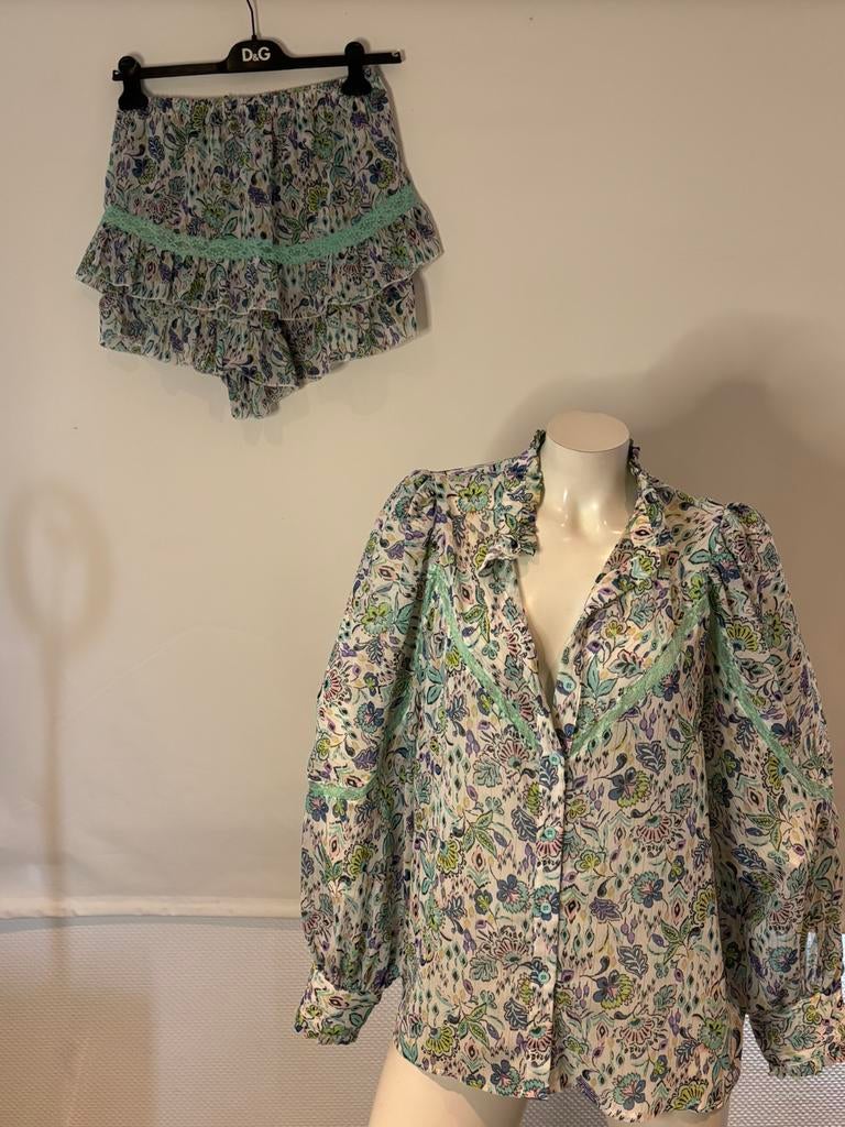 Ambika blouse met bijpassend broek rokje maat m/l, Ophalen of Verzenden, Zo goed als nieuw, Maat 38/40 (M), Groen