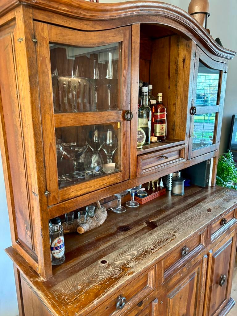 Massief houten buffetkast, Huis en Inrichting, Kasten | Buffetkasten, Ophalen, Gebruikt, Landelijk, 150 tot 200 cm