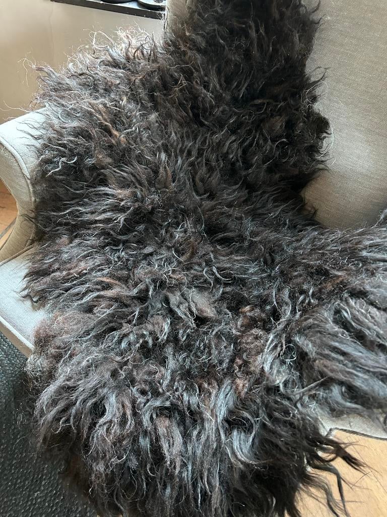 Handgemaakt Missheep Schapenvacht Vloerkleed Zwart, Ophalen of Verzenden, Zo goed als nieuw