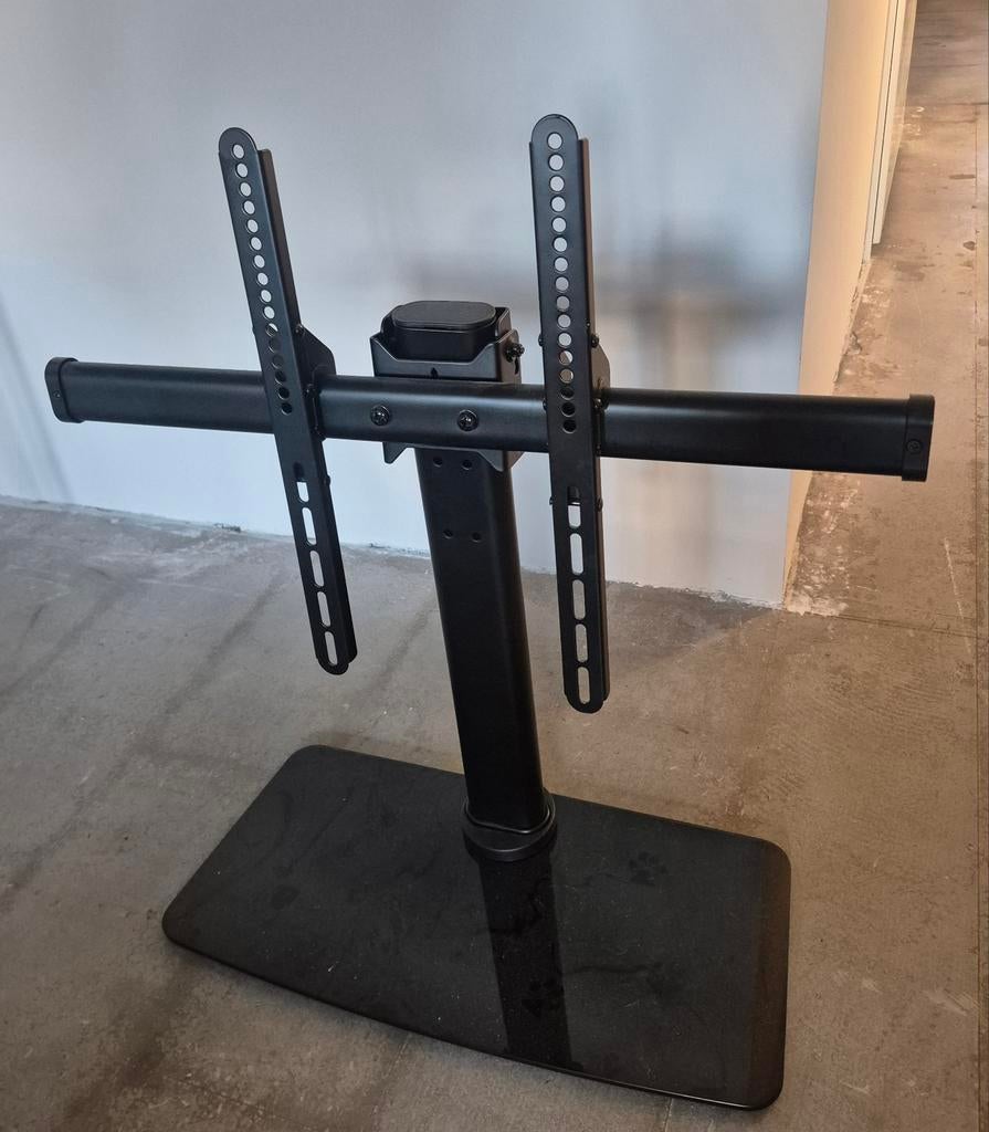 Zwarte tv-standaard met glazen voet, Audio, Tv en Foto, Televisiebeugels, Ophalen