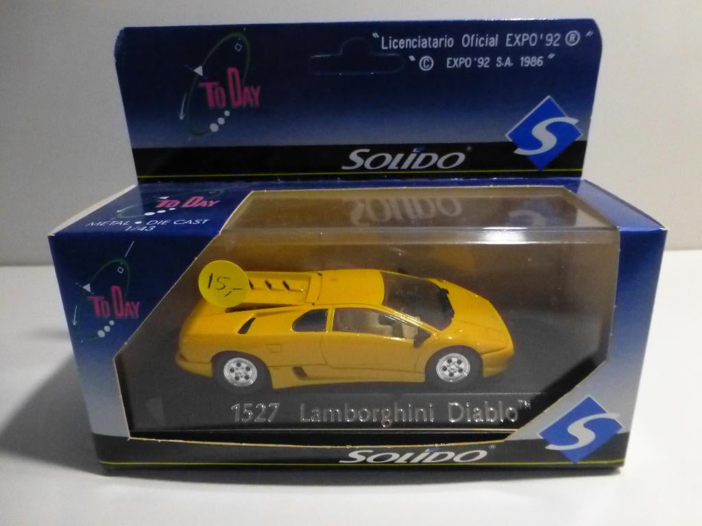Solido 1527 Lamborghini Diablo geel, Hobby en Vrije tijd, Modelauto's | 1:43, Ophalen of Verzenden, Zo goed als nieuw, Auto, Solido