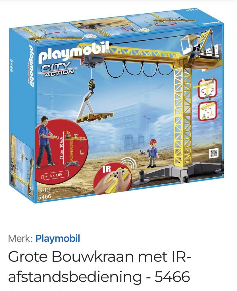 Playmobil bouwkraan, Kinderen en Baby's, Speelgoed | Playmobil, Zo goed als nieuw, Ophalen