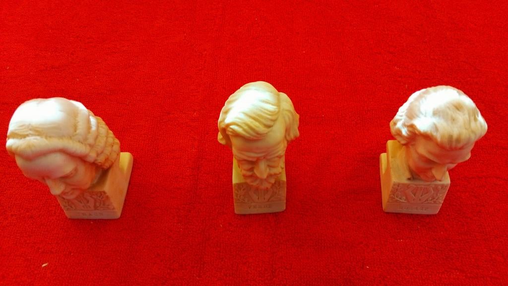 Set van 3 Componisten Buste Beeldjes: Bach, Verdi, Mozart, Ophalen, Zo goed als nieuw