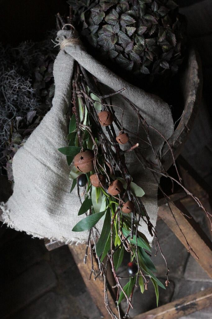 Toef met zijdetakken (olijf) en echte berkentakken, Www.jufbrocante.nl, Www.jufbrocante.nl, Nieuw, Ophalen of Verzenden