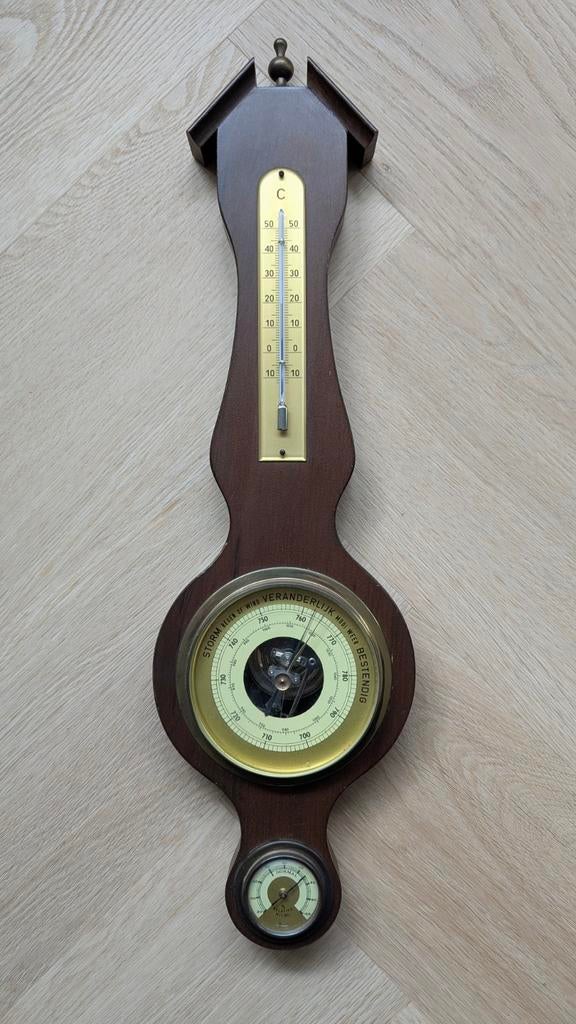 Houten barometer met thermometer en hygrometer, Ophalen of Verzenden