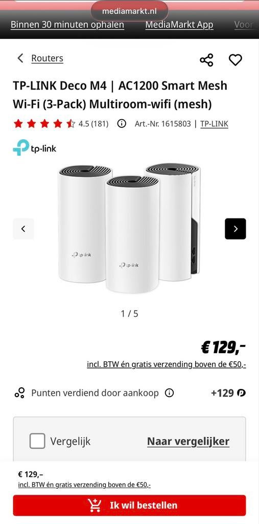 TP-Link Deco M4 AC1200 Mesh Wi-Fi Systeem (Nieuw in doos), Computers en Software, Routers en Modems, Nieuw, Router, Ophalen