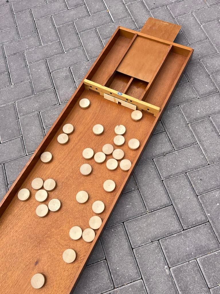 Vintage Sjoelbak S-40 van Homas, compleet  met sjoelschijven, Hobby en Vrije tijd, Een of twee spelers, Ophalen of Verzenden, Gebruikt