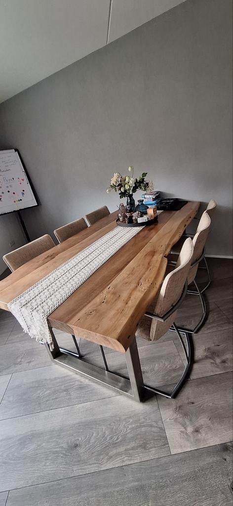 6 beige luxe eetstoelen, Ophalen, Overige kleuren, Zo goed als nieuw, Stof