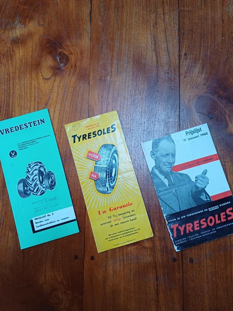 Vintage banden folders, Vredestein, Continental, Tyresoles., Ophalen of Verzenden, Overige merken