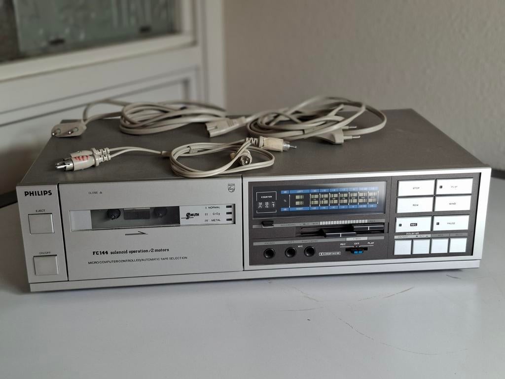 Philips FC144 Cassettedeck - Vintage Hifi, Ophalen of Verzenden, Enkel, Philips, Tiptoetsen