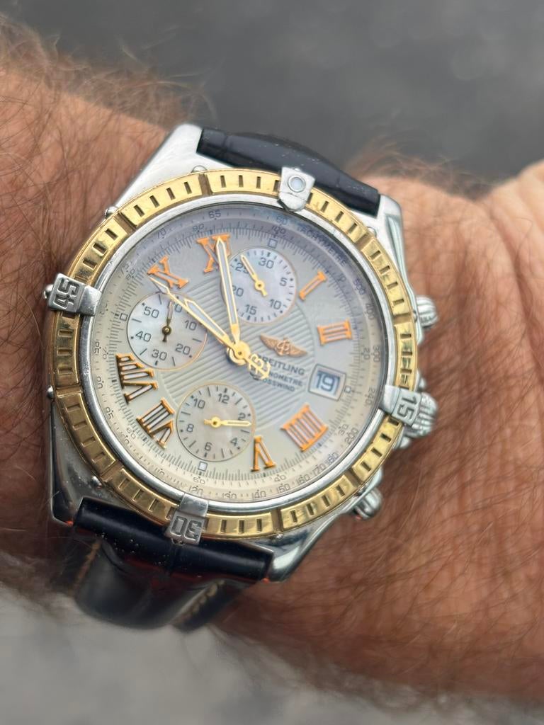 Breitling Crosswind , zeer mooi , zie de foto s., Breitling, Polshorloge, Geneve, Leer