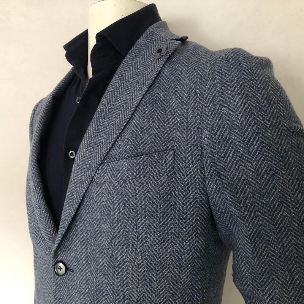 Gentiluomo colbert - Italian wol & linnen - heren maat 50, Verzenden, Zo goed als nieuw, Maat 48/50 (M), Blauw