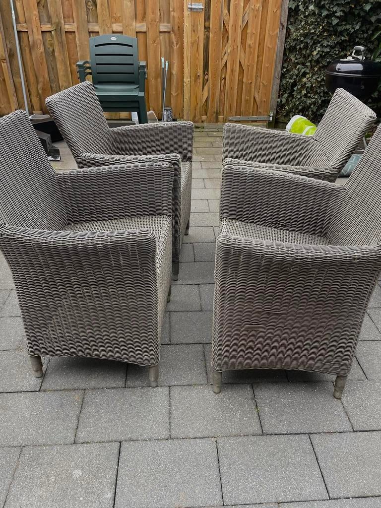 4 nette tuinstoelen wicker stijl, Ophalen, Gebruikt, Kunststof