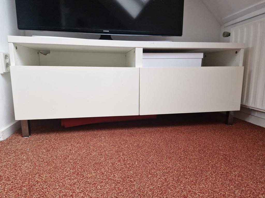 IKEA hoogglanswit tv meubel, Ophalen, Overige materialen, Gebruikt, 100 tot 150 cm