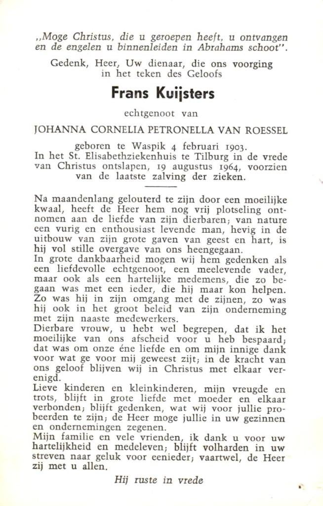 Kuijsters Frans Waspik 1903-1964 Tilburg, Ophalen of Verzenden
