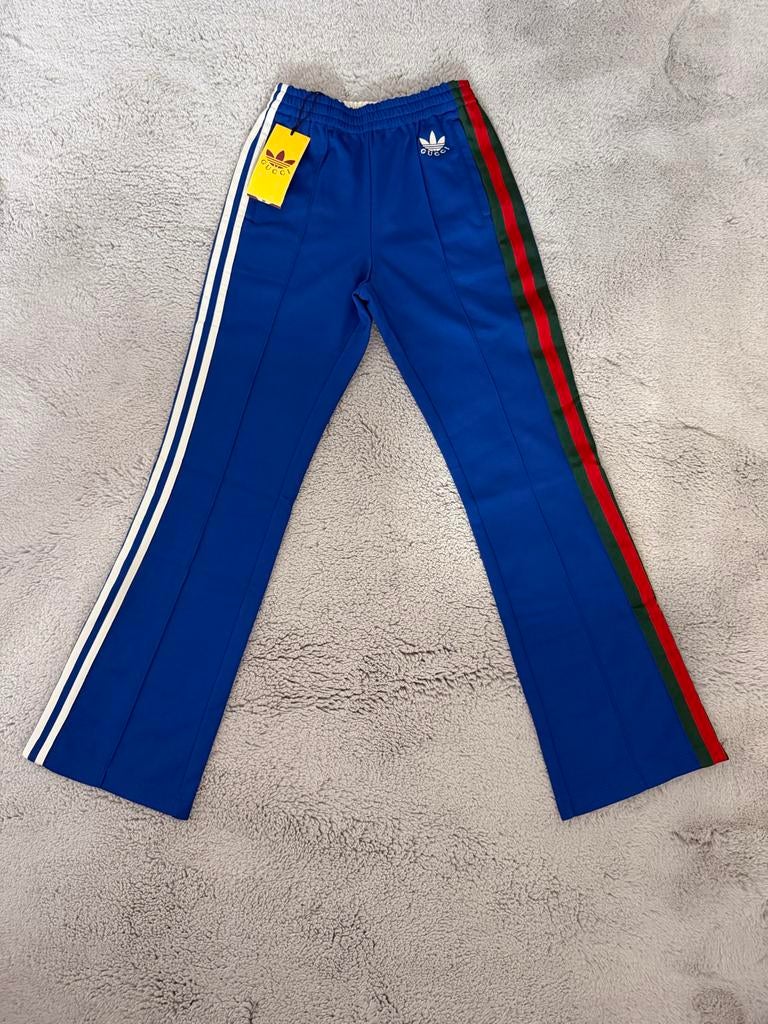 Gucci x Adidas Blauwe Flare Sweatpants XXS, Blauw, Nieuw, Ophalen of Verzenden, Maat 34 (XS) of kleiner