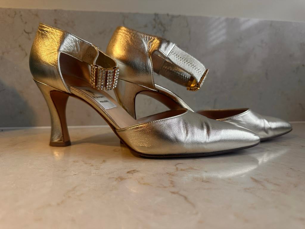 Di Sandro gouden lederen hakken vintage maat 38,5, Kleding | Dames, Schoenen, Ophalen of Verzenden, Gedragen, Overige kleuren
