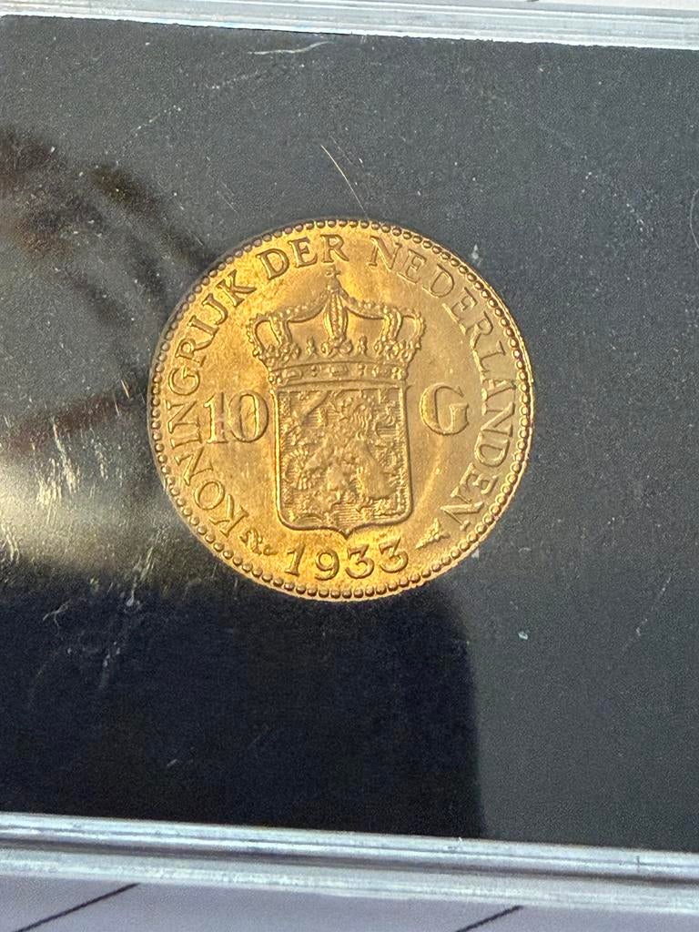 Gouden tientje 1933, Postzegels en Munten, Ophalen of Verzenden, Koningin Wilhelmina, 10 gulden, Goud